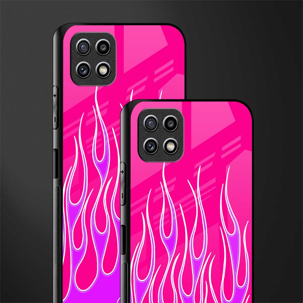 y2k hot pink flames back phone cover | glass case for samsung galaxy f42