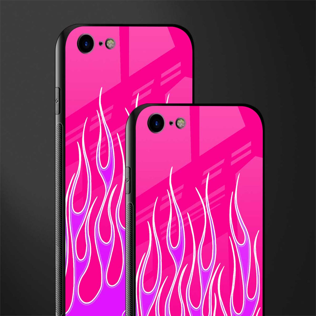 y2k hot pink flames glass case for iphone 8 image-2