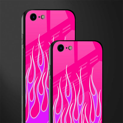 y2k hot pink flames glass case for iphone se 2020 image-2