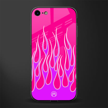 y2k hot pink flames glass case for iphone 8 image