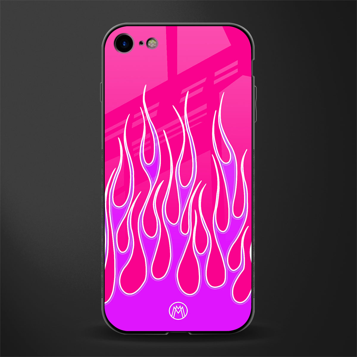y2k hot pink flames glass case for iphone se 2020 image