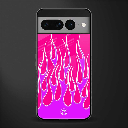 y2k hot pink flames back phone cover | glass case for google pixel 7 pro