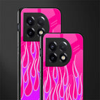 y2k hot pink flames back phone cover | glass case for oneplus 11