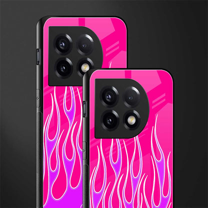 y2k hot pink flames back phone cover | glass case for oneplus 11