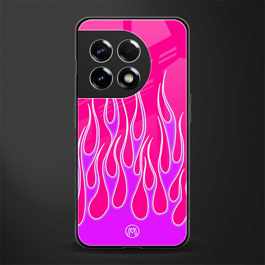 y2k hot pink flames back phone cover | glass case for oneplus 11r