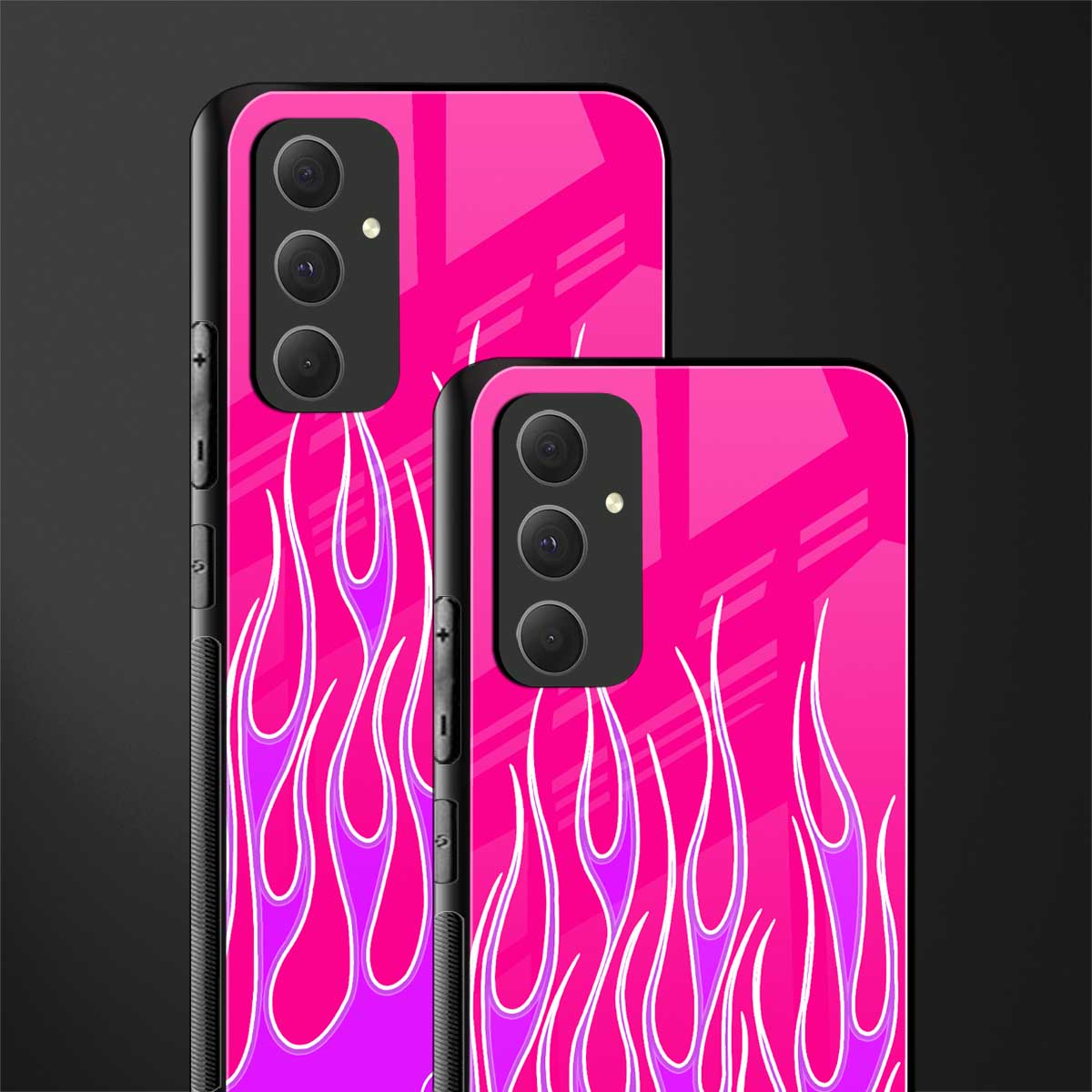 y2k hot pink flames back phone cover | glass case for samsung galaxy a54 5g