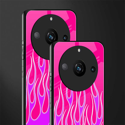 y2k hot pink flames back phone cover | glass case for realme 11 pro 5g