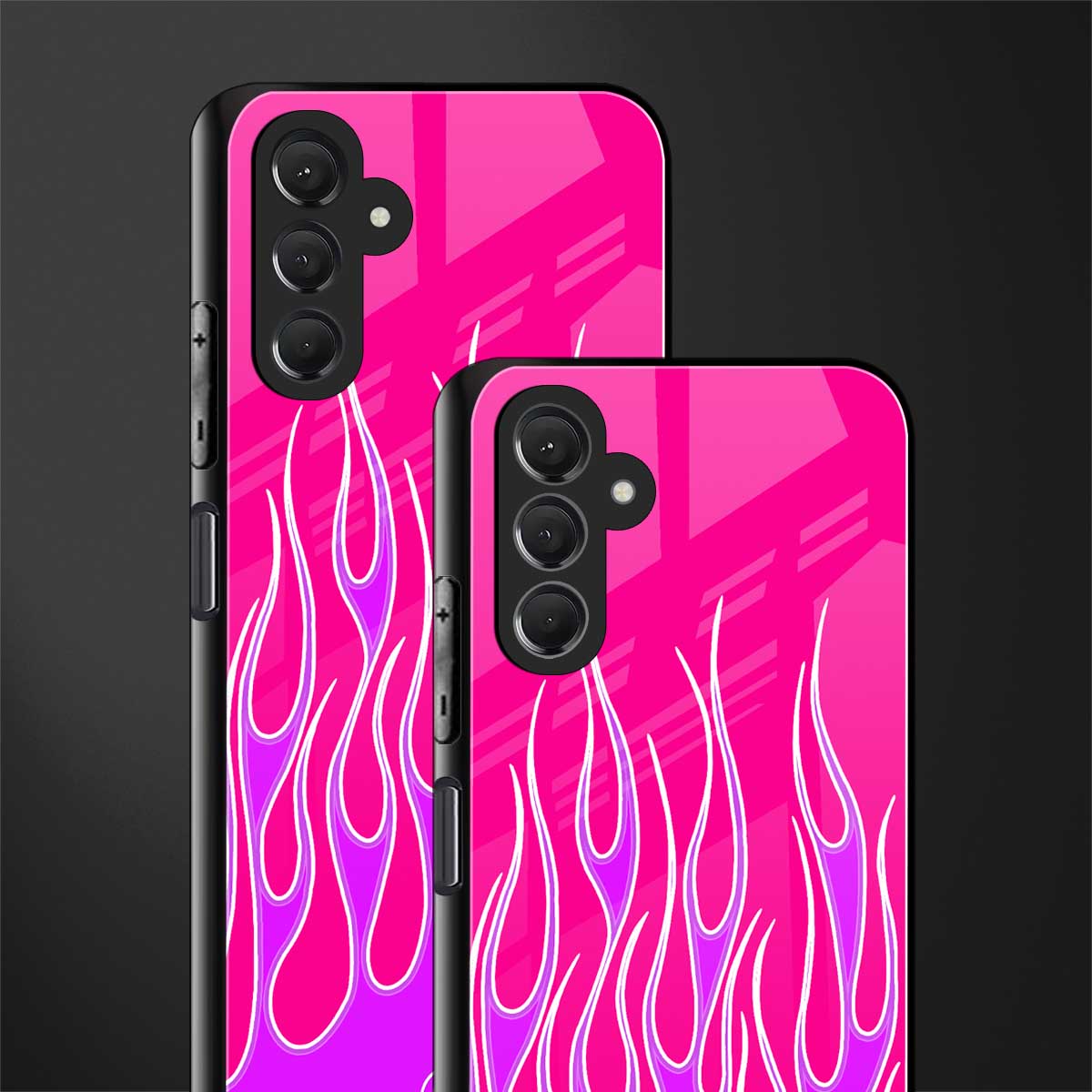 y2k hot pink flames back phone cover | glass case for samsun galaxy a24 4g