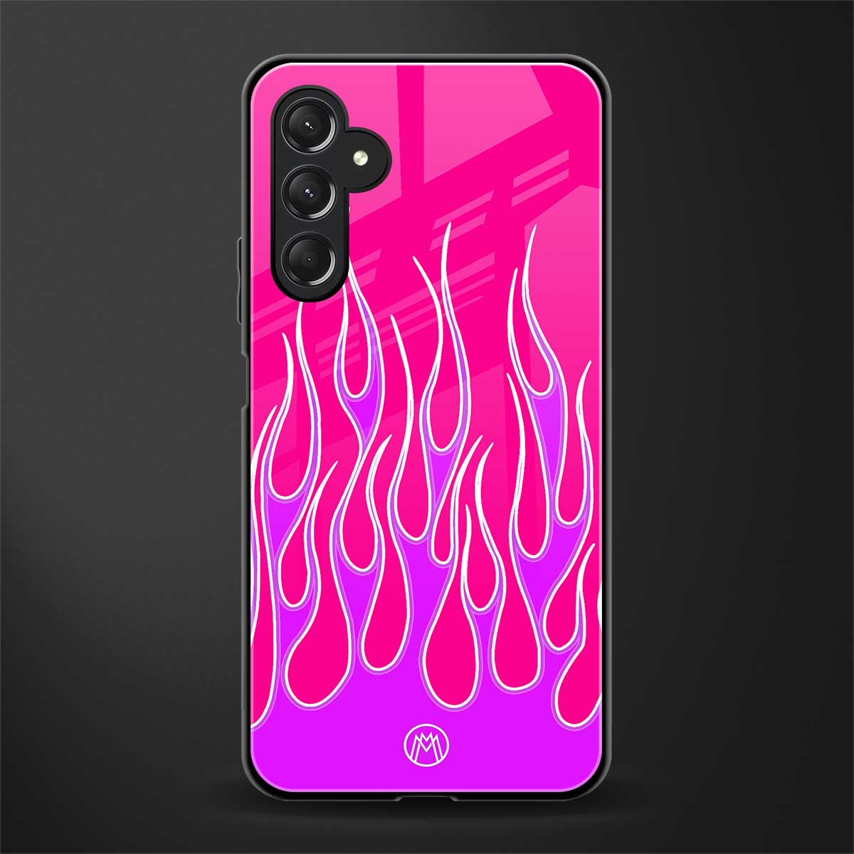 y2k hot pink flames back phone cover | glass case for samsun galaxy a24 4g