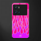 y2k hot pink flames back phone cover | glass case for iQOO 9 Pro