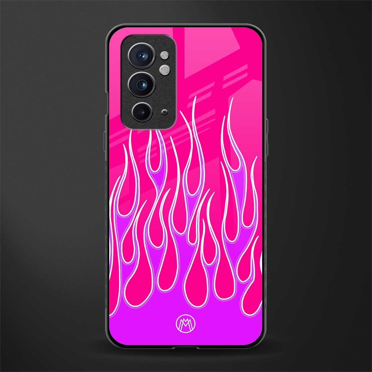 y2k hot pink flames glass case for oneplus 9rt image