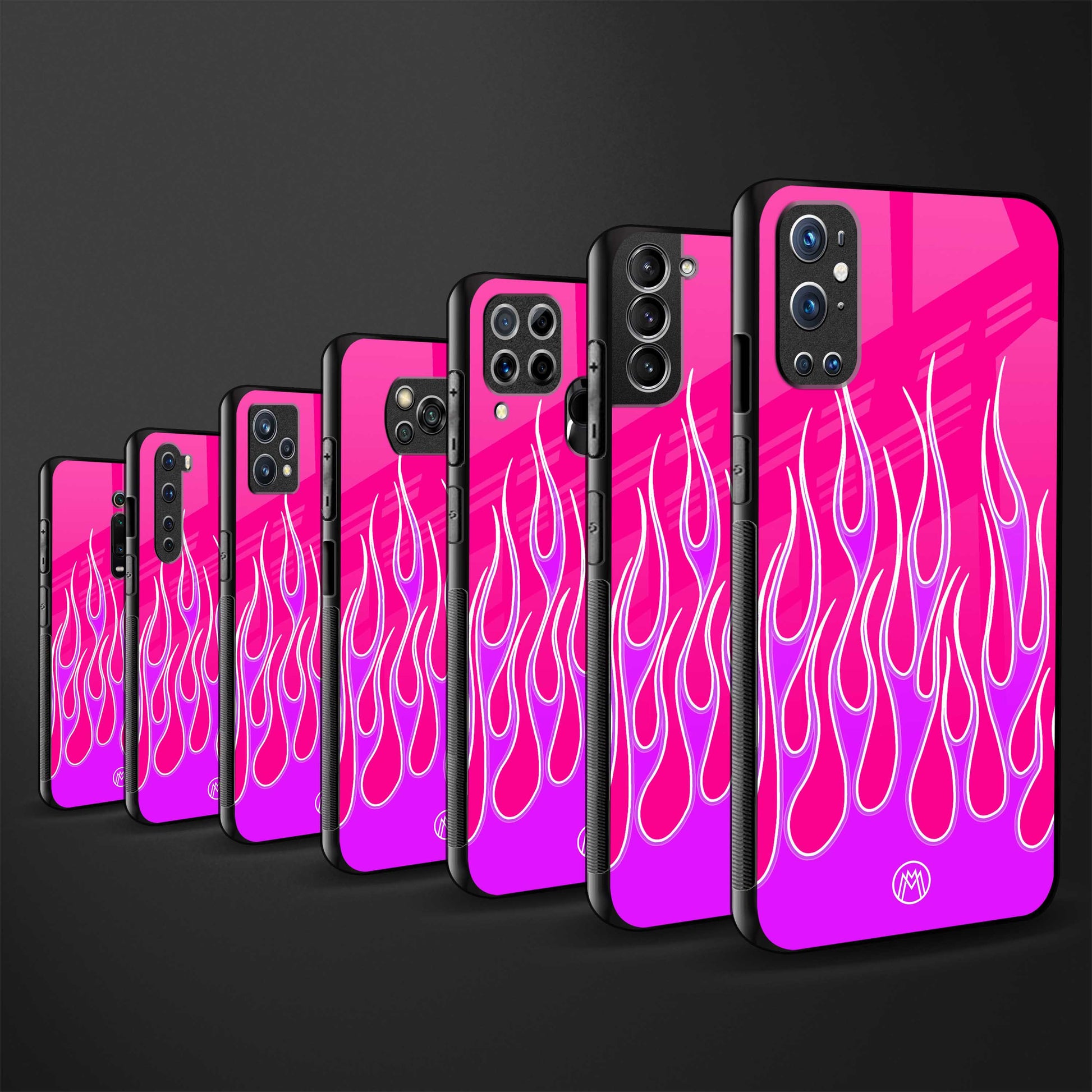 y2k hot pink flames back phone cover | glass case for oppo a74 4g