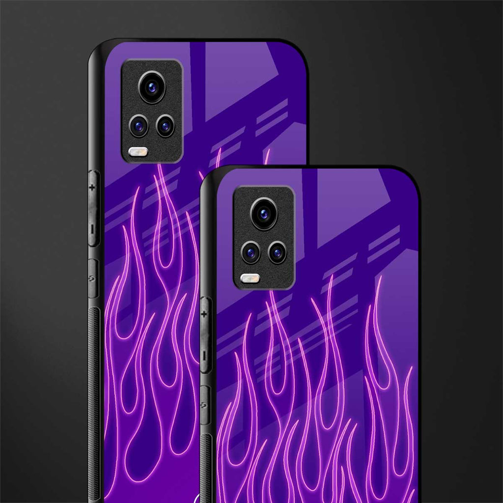 y2k magenta flames back phone cover | glass case for vivo y73