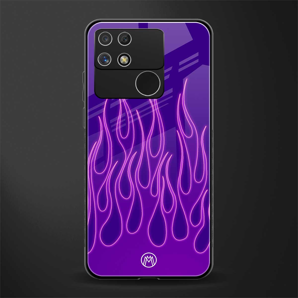 y2k magenta flames back phone cover | glass case for realme narzo 50a