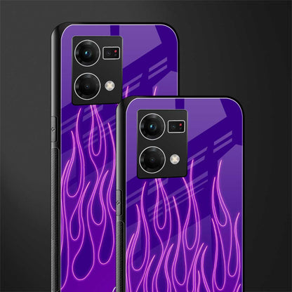 y2k magenta flames back phone cover | glass case for oppo f21 pro 4g