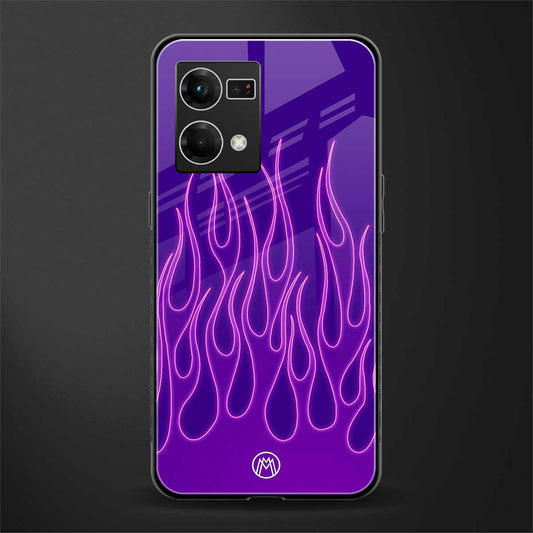 y2k magenta flames back phone cover | glass case for oppo f21 pro 4g
