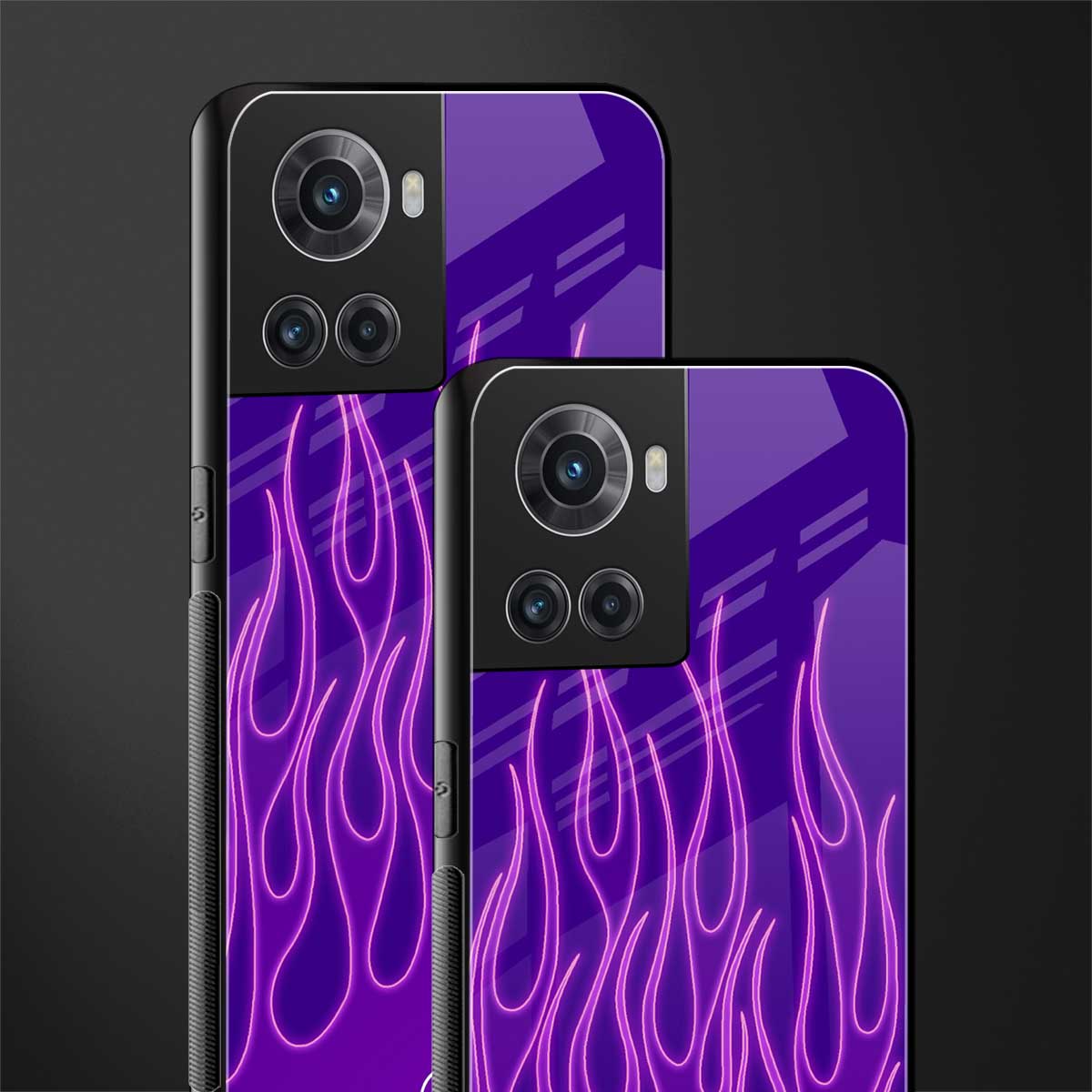 y2k magenta flames back phone cover | glass case for oneplus 10r 5g