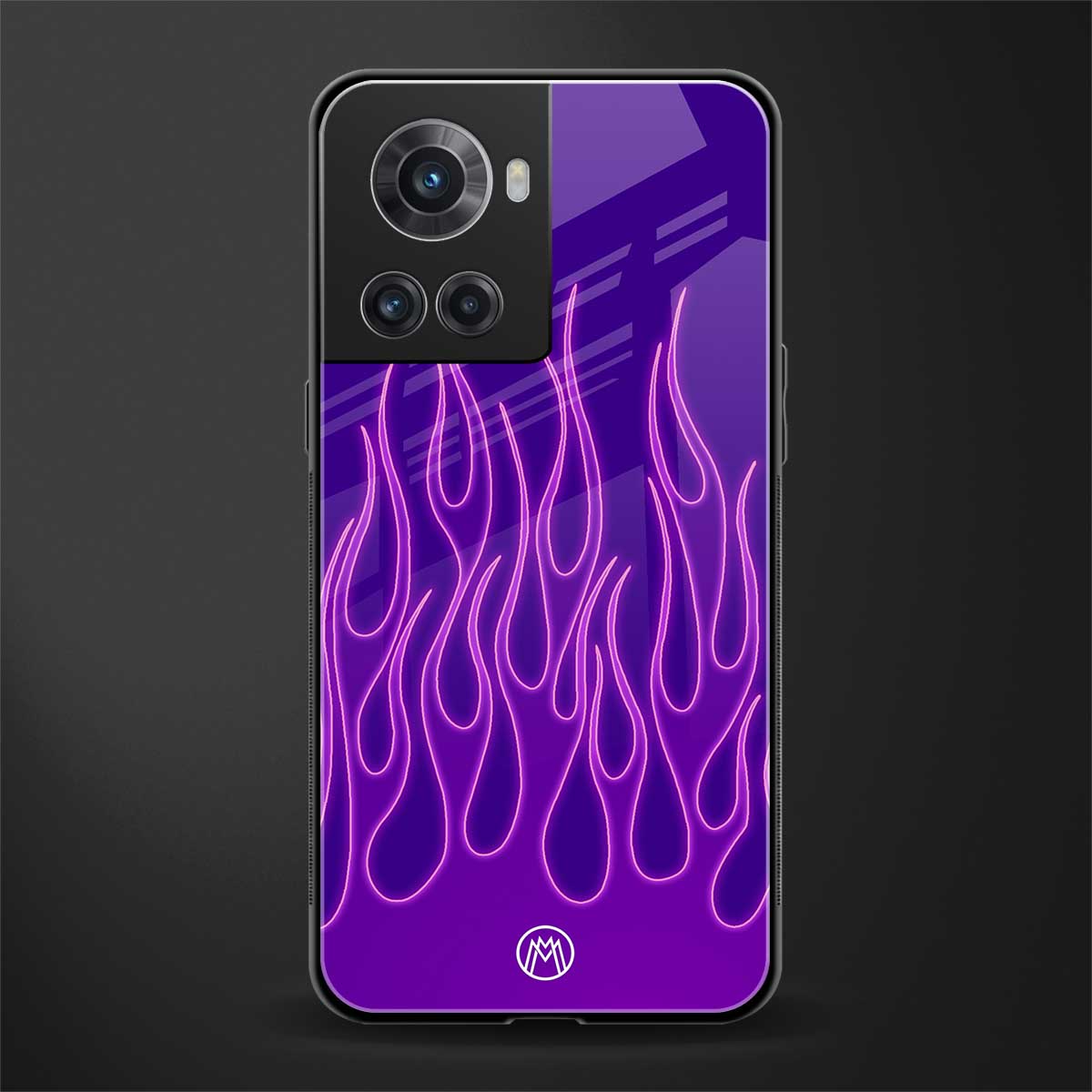 y2k magenta flames back phone cover | glass case for oneplus 10r 5g
