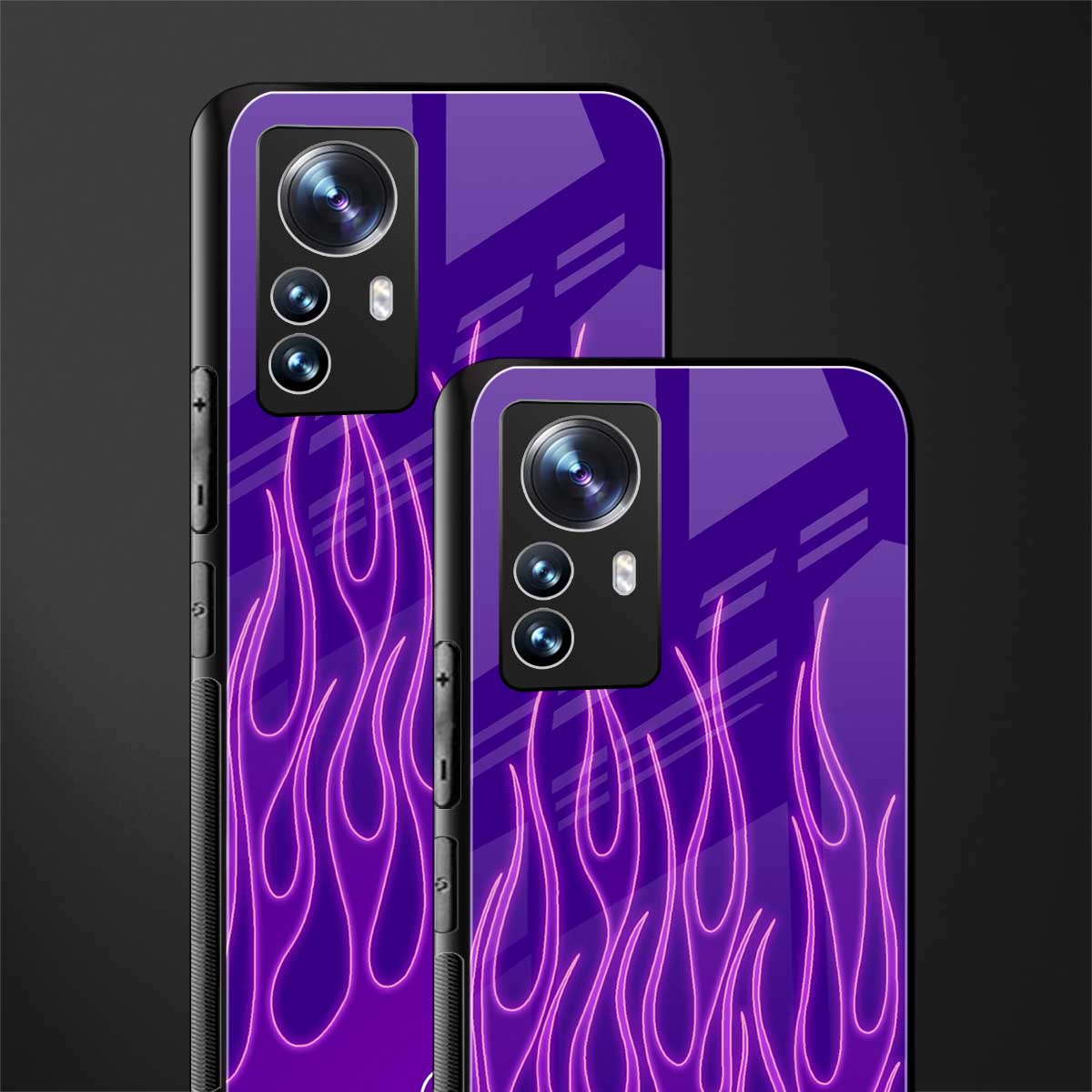 y2k magenta flames back phone cover | glass case for xiaomi 12 pro
