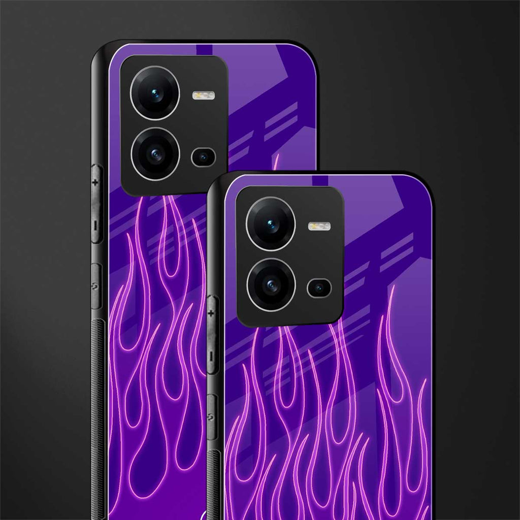 y2k magenta flames back phone cover | glass case for vivo v25-5g