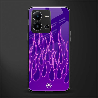 y2k magenta flames back phone cover | glass case for vivo v25-5g