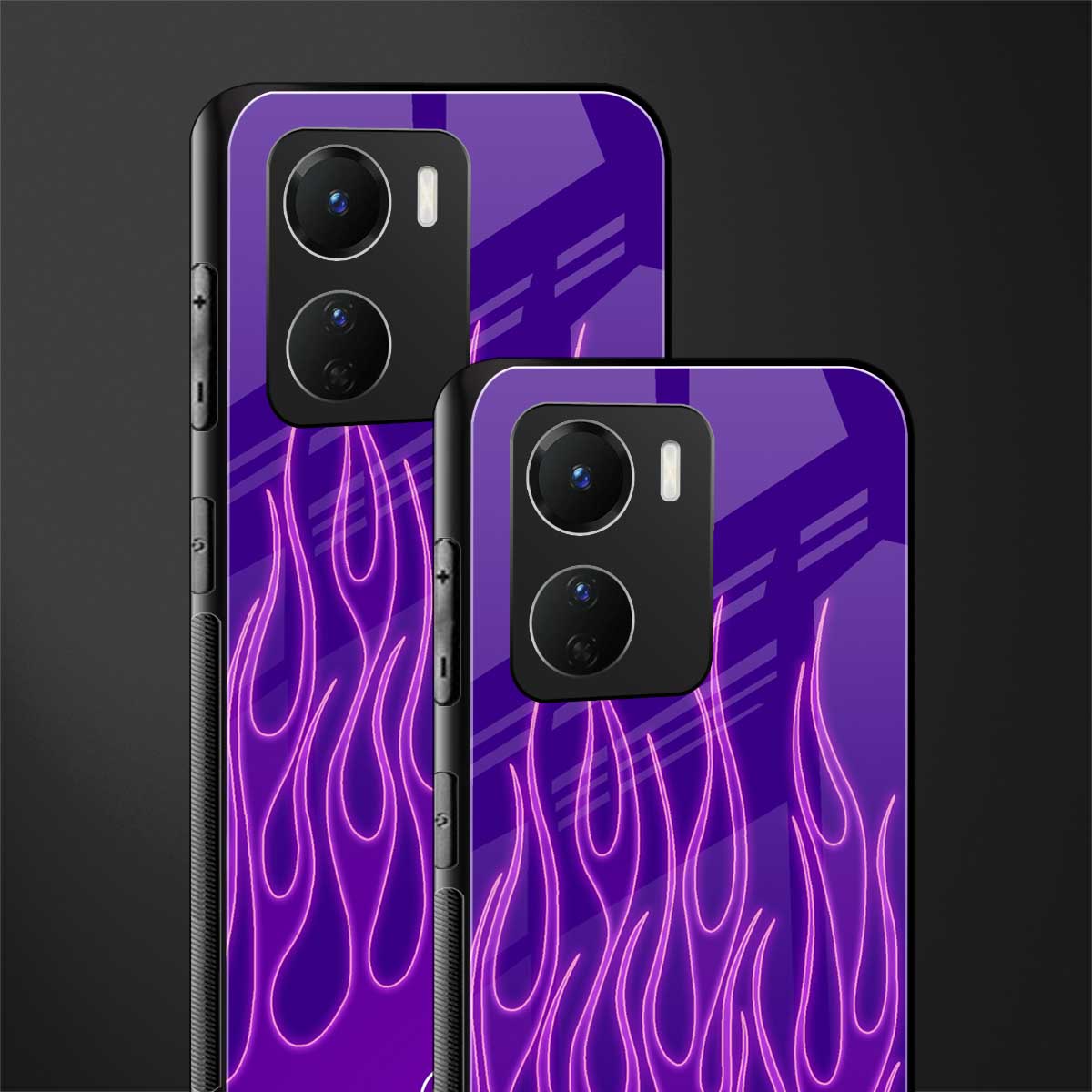 y2k magenta flames back phone cover | glass case for vivo y16