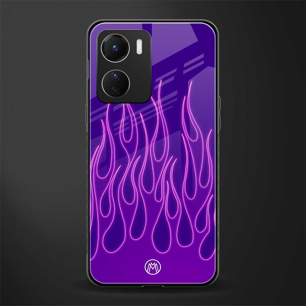 y2k magenta flames back phone cover | glass case for vivo y16