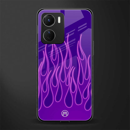 y2k magenta flames back phone cover | glass case for vivo y16