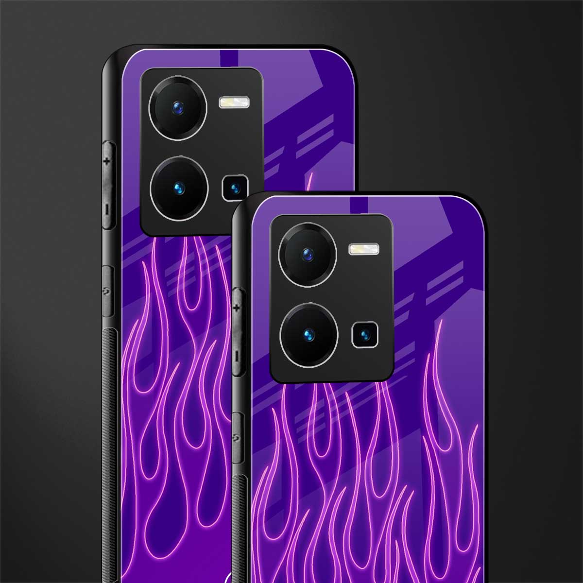y2k magenta flames back phone cover | glass case for vivo y35 4g