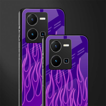y2k magenta flames back phone cover | glass case for vivo y35 4g