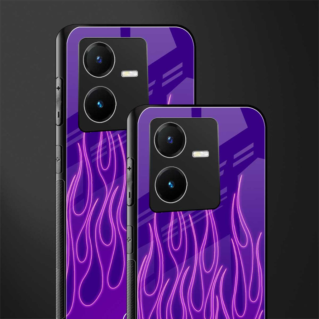 y2k magenta flames back phone cover | glass case for vivo y22