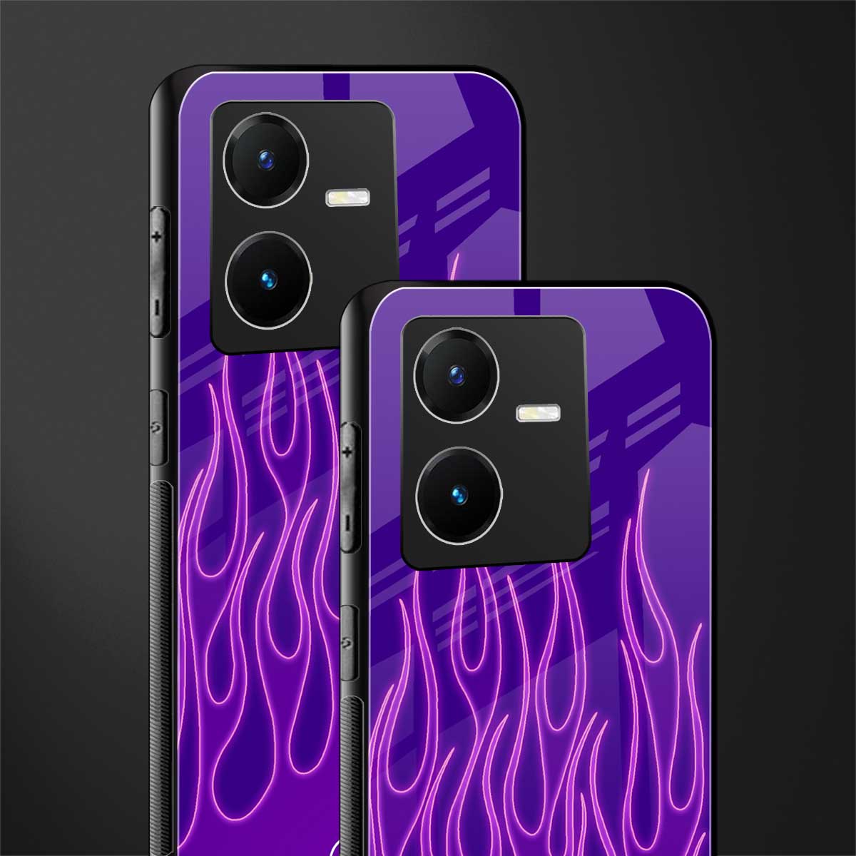 y2k magenta flames back phone cover | glass case for vivo y22