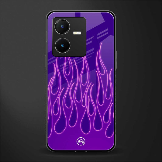 y2k magenta flames back phone cover | glass case for vivo y22