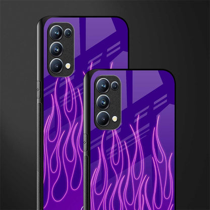 y2k magenta flames back phone cover | glass case for oppo reno 5