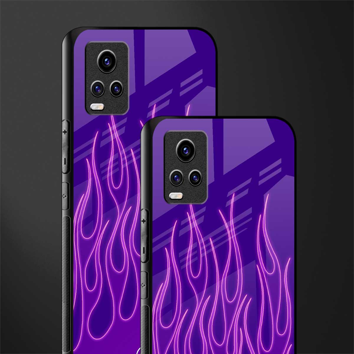 y2k magenta flames back phone cover | glass case for vivo v21e 4g
