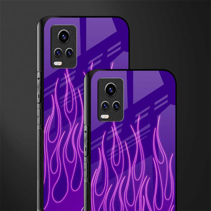 y2k magenta flames back phone cover | glass case for vivo v21e 4g