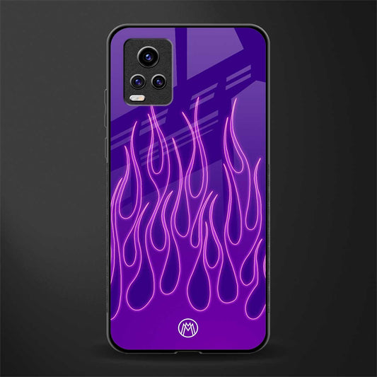 y2k magenta flames back phone cover | glass case for vivo v21e 4g