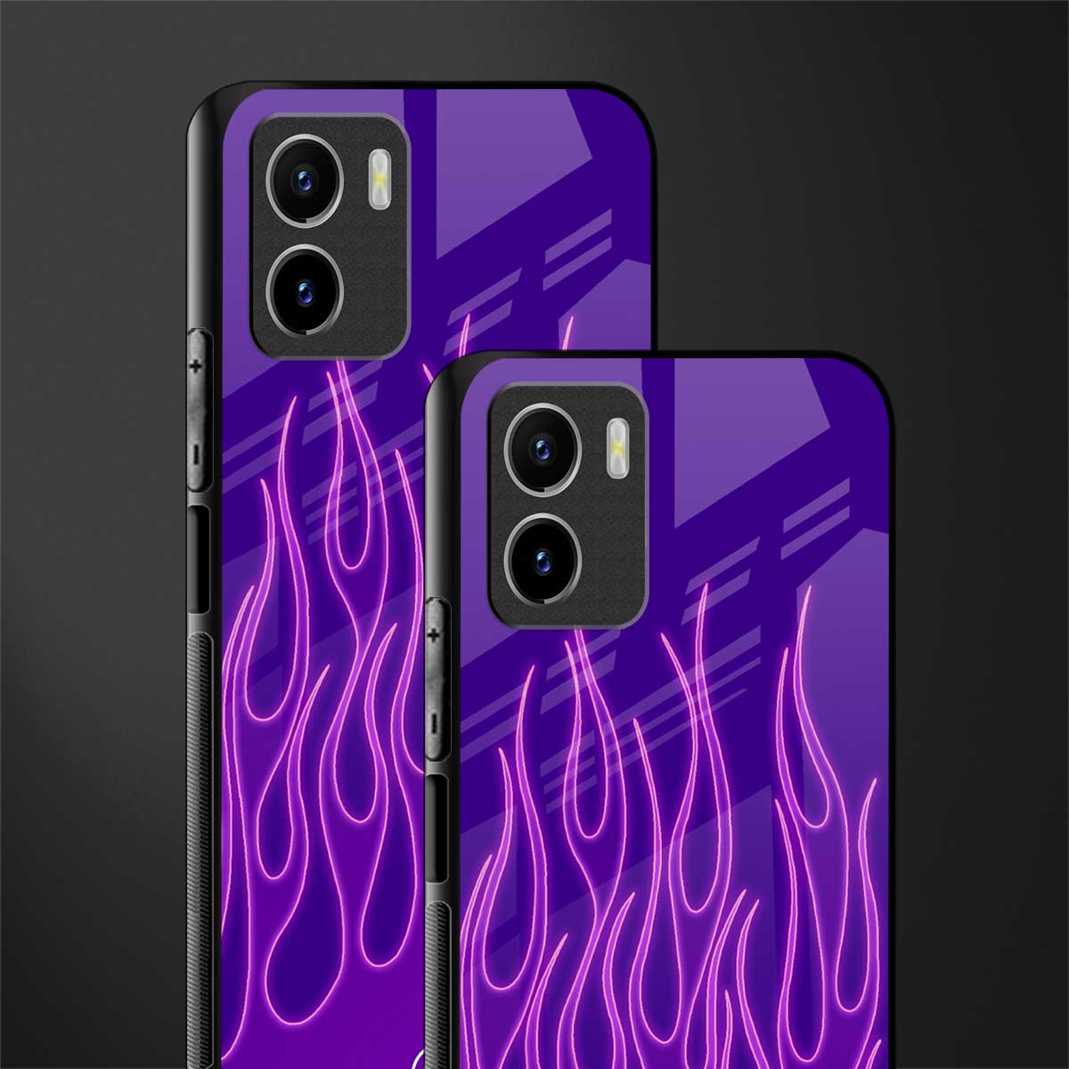 y2k magenta flames back phone cover | glass case for vivo y72