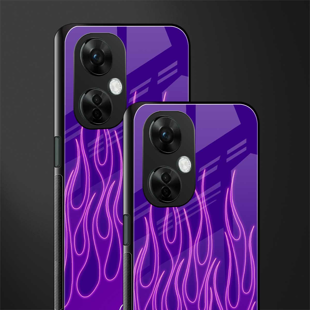 y2k magenta flames back phone cover | glass case for oneplus nord ce 3 lite
