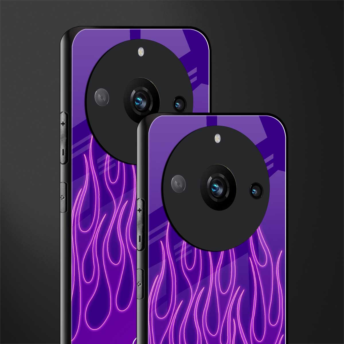 y2k magenta flames back phone cover | glass case for realme 11 pro 5g