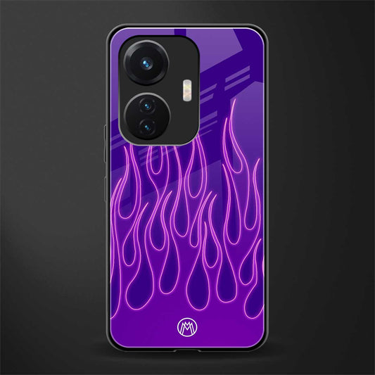 y2k magenta flames back phone cover | glass case for vivo t1 44w 4g