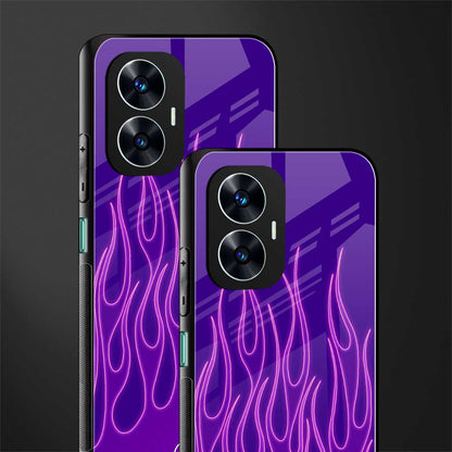 y2k magenta flames back phone cover | glass case for realme c55