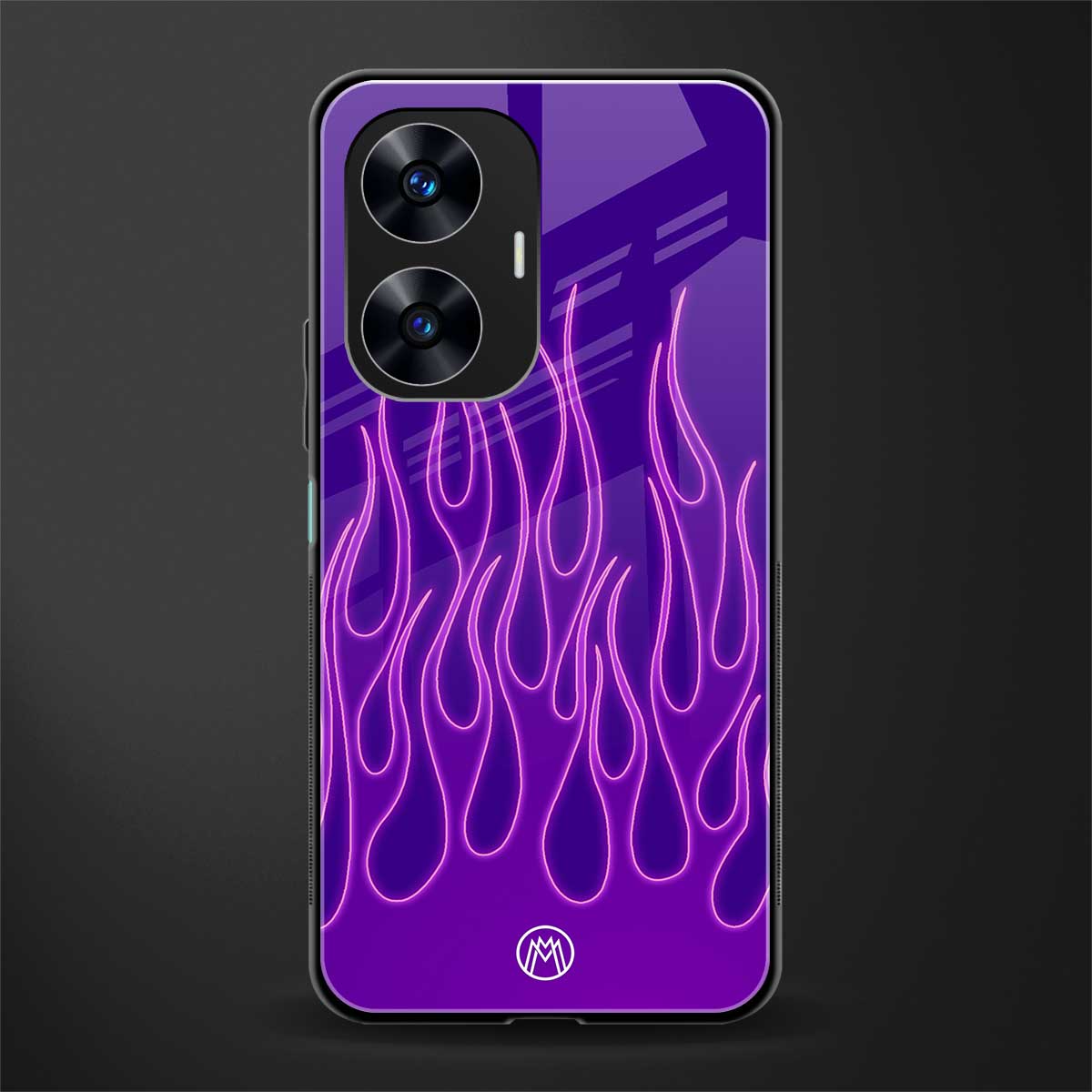 y2k magenta flames back phone cover | glass case for realme c55
