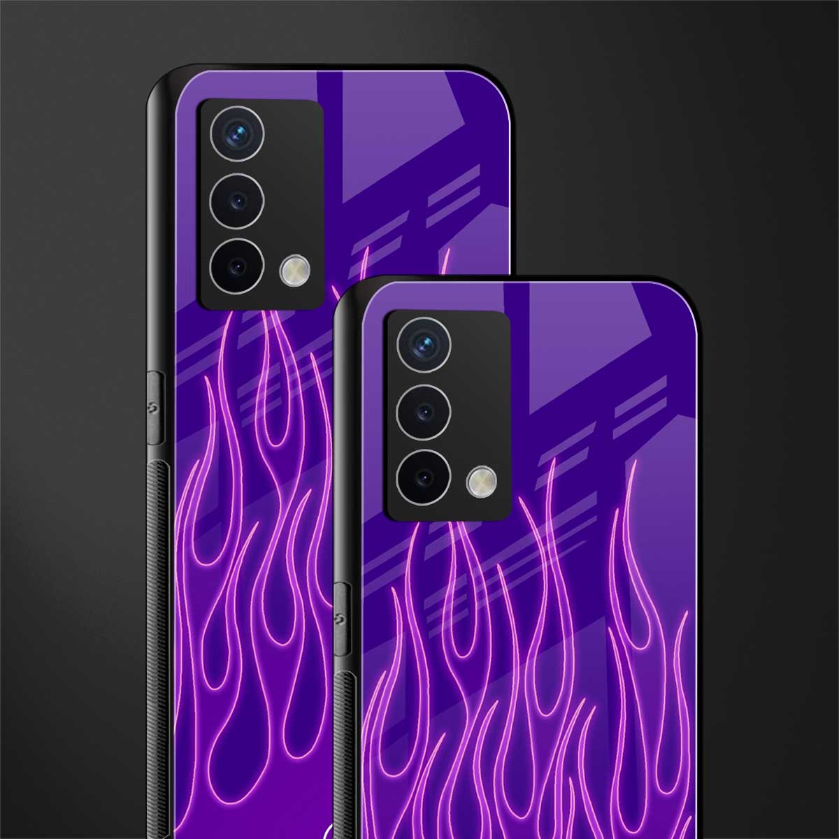 y2k magenta flames back phone cover | glass case for oppo a74 4g