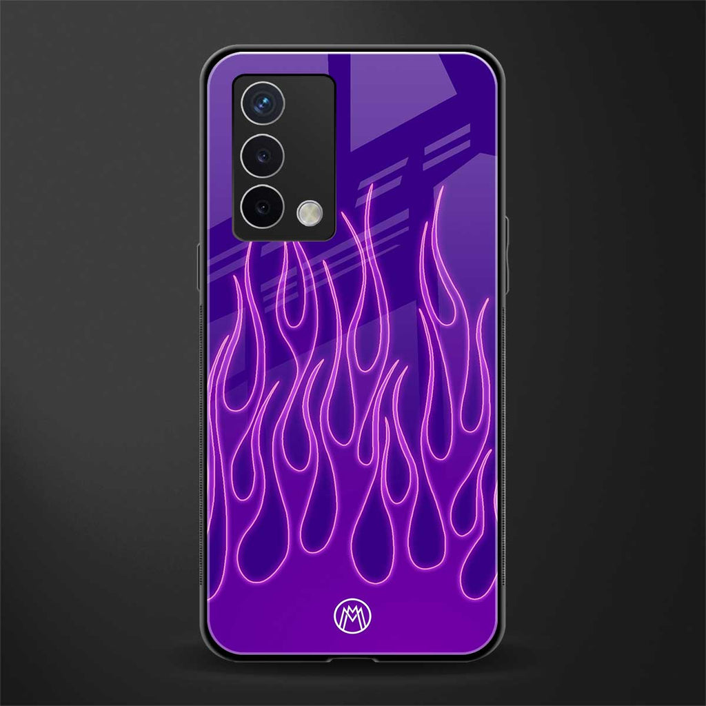 y2k magenta flames back phone cover | glass case for oppo a74 4g