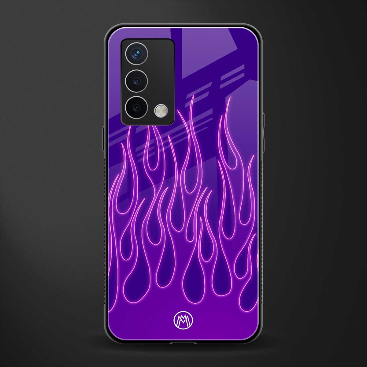y2k magenta flames back phone cover | glass case for oppo a74 4g