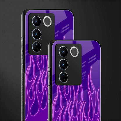 y2k magenta flames back phone cover | glass case for vivo v27 pro 5g