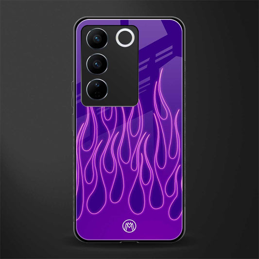 y2k magenta flames back phone cover | glass case for vivo v27 pro 5g