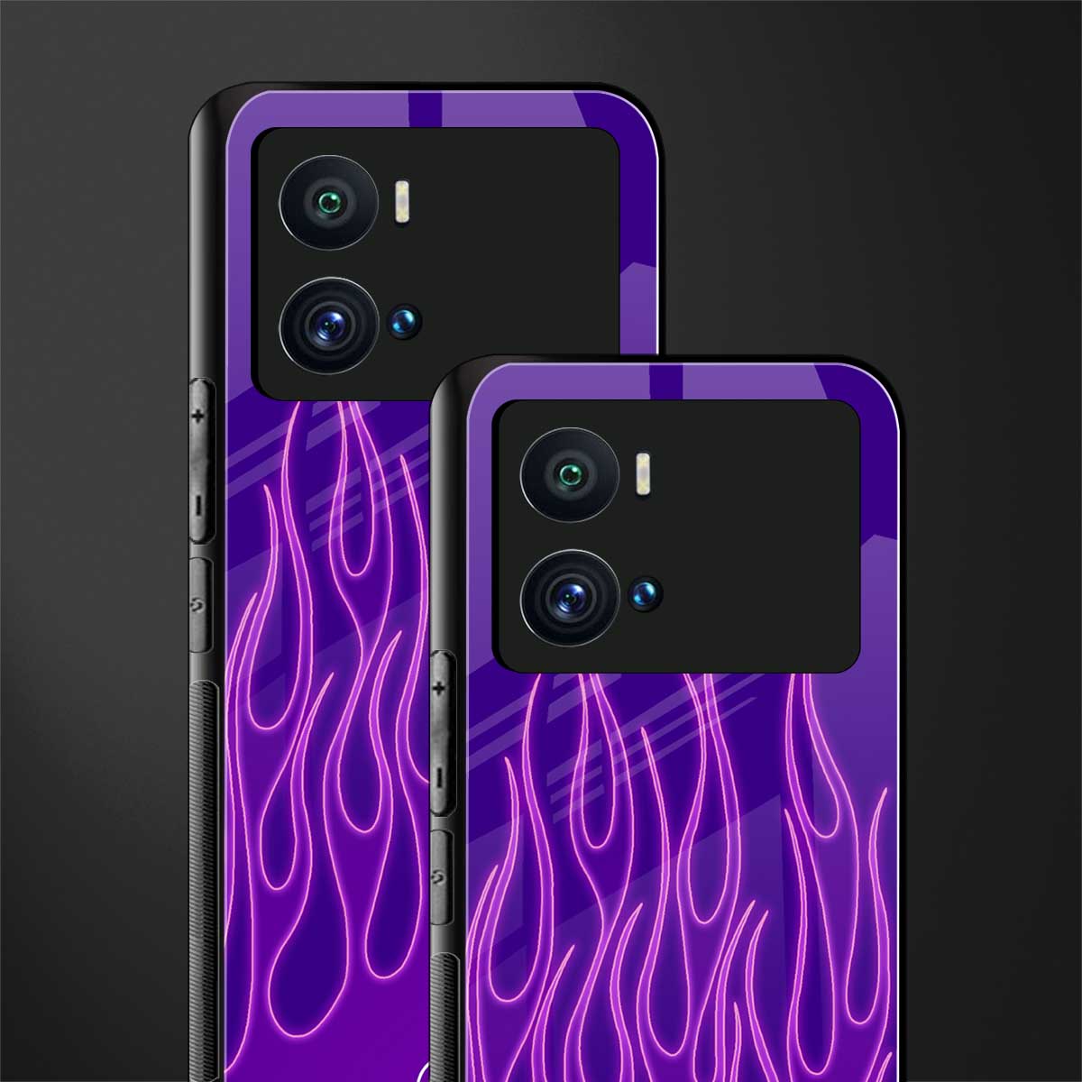 y2k magenta flames back phone cover | glass case for iQOO 9 Pro