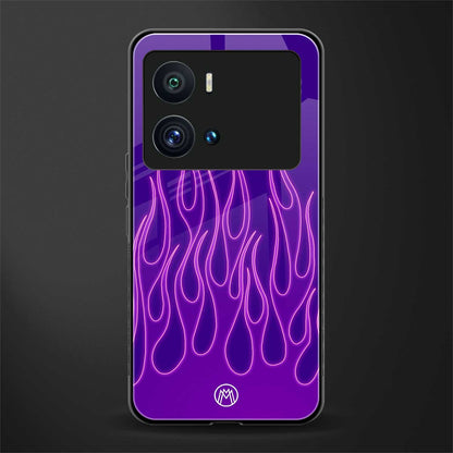 y2k magenta flames back phone cover | glass case for iQOO 9 Pro